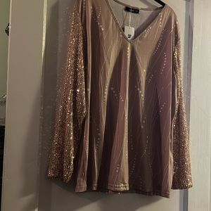 Nice light brown sequins on the arms shirt NWT